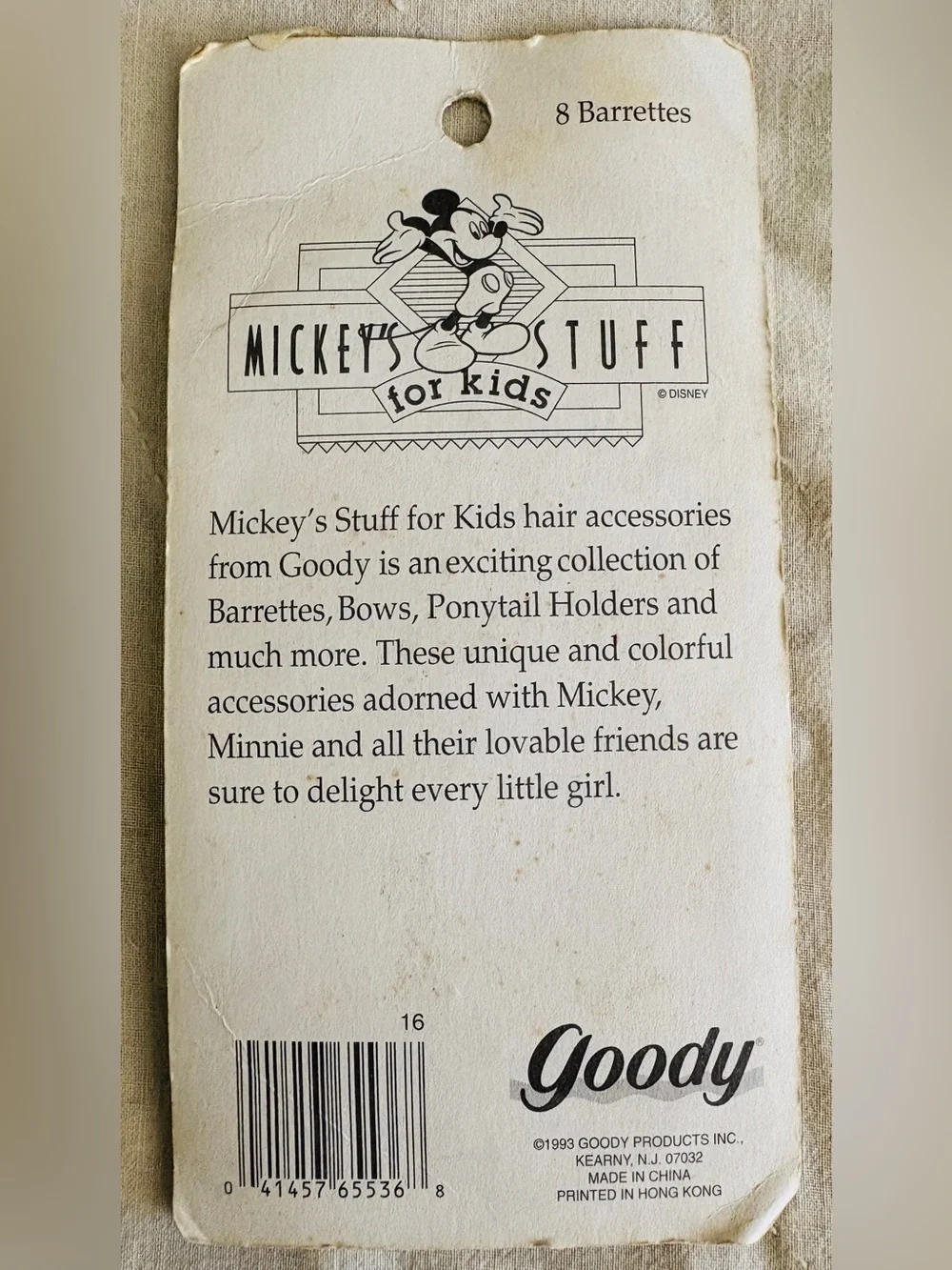 Vintage 1993 Goody Vintage Mickey's Stuff for Kids Hair Barrettes 8PK